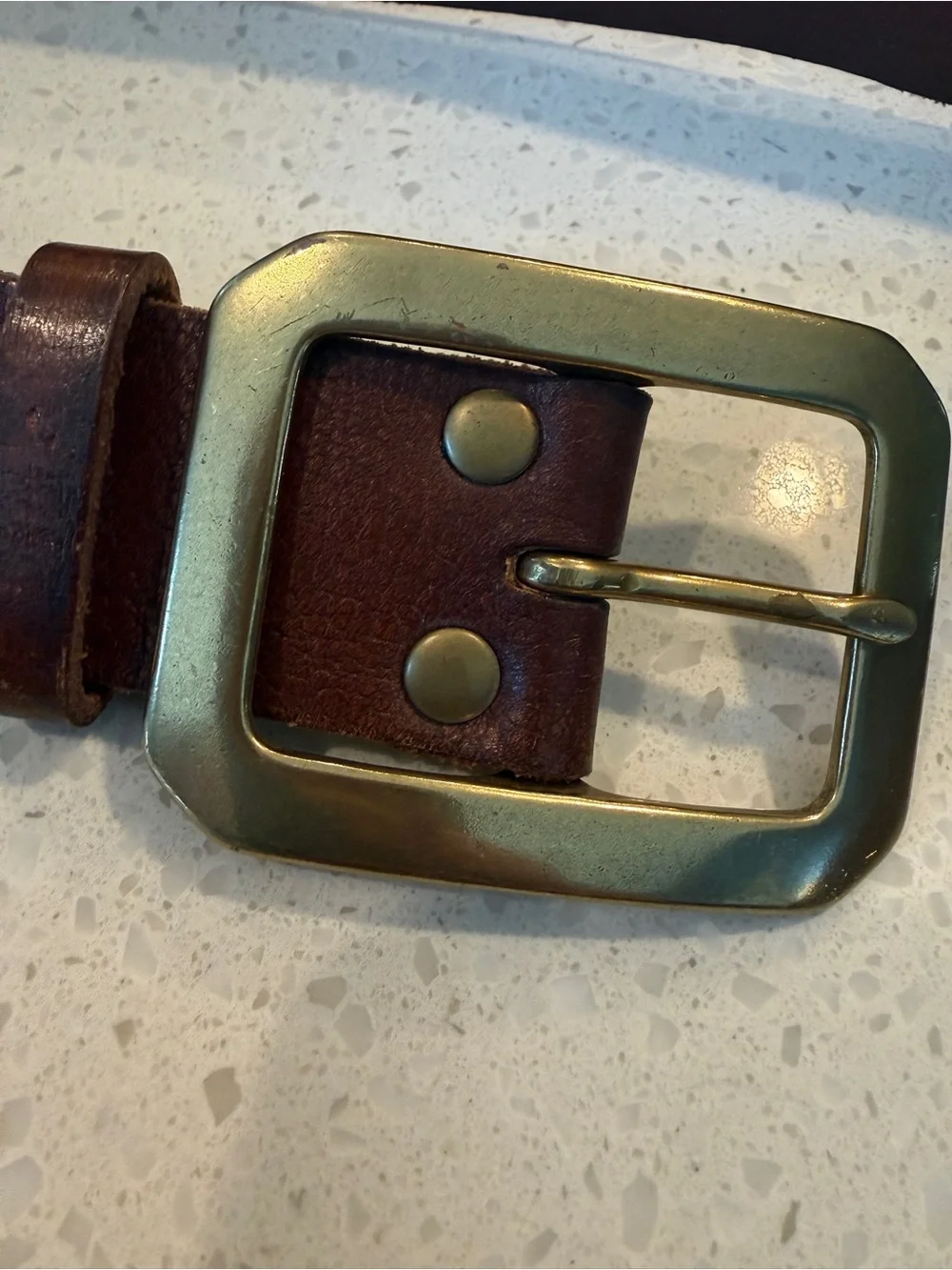 Lauren Ralph Lauren Genuine Italian Leather Brown Belt Brass Buckle Large